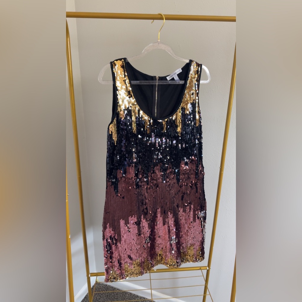Sequin Sleeveless Dress in Gold, Black, and Pink